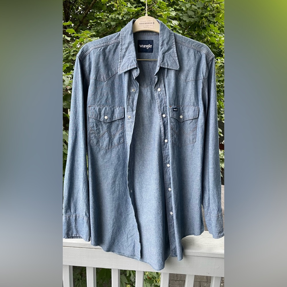 Wrangler pearl snap chambray work-shirt